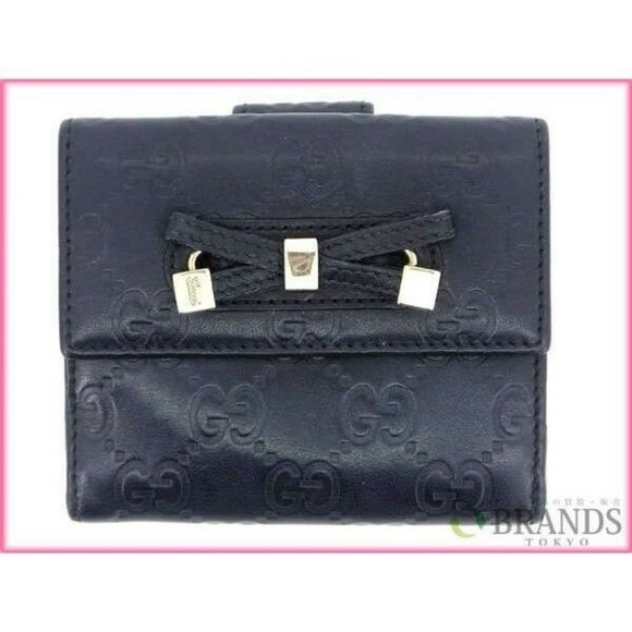 Gucci Wallet Purse Folding wallet Black Woman Authentic Used - Picture 1 of 6